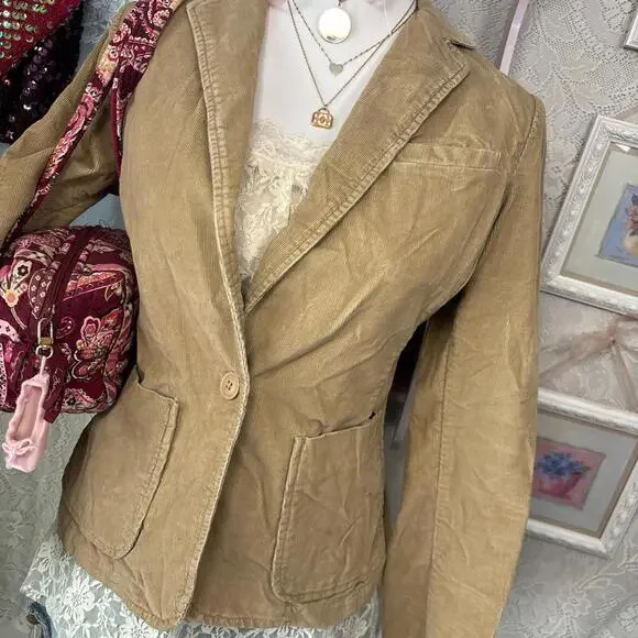 y2k corduroy‎ fitted button up jacket - Picture 2 of 5